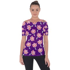 Flower Shoulder Cut Out Short Sleeve Top by grafikamaria