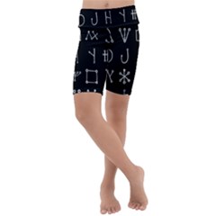 Heinrich Cornelius Agrippa Of Occult Philosophy 1651 Malachim Alphabet Collected Inverted Square Kids  Lightweight Velour Cropped Yoga Leggings by WetdryvacsLair