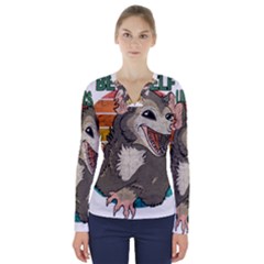 Possum - Be Urself V-neck Long Sleeve Top by Valentinaart