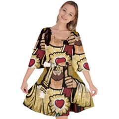 Buddy Christ Velour Kimono Dress by Valentinaart