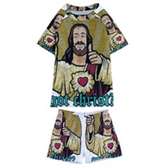 Buddy Christ Kids  Swim Tee And Shorts Set by Valentinaart