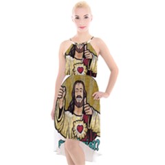 Buddy Christ High-low Halter Chiffon Dress  by Valentinaart