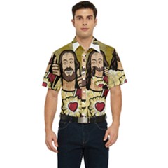 Buddy Christ Men s Short Sleeve Pocket Shirt  by Valentinaart