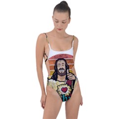 Got Christ? Tie Strap One Piece Swimsuit by Valentinaart