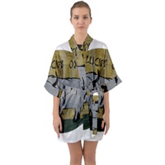 Chinese New Year ¨c Year Of The Ox Half Sleeve Satin Kimono  by Valentinaart