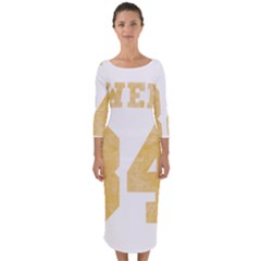 Orwell 84 Quarter Sleeve Midi Bodycon Dress by Valentinaart