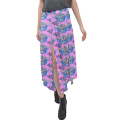 Floral Pattern Velour Split Maxi Skirt by Sparkle