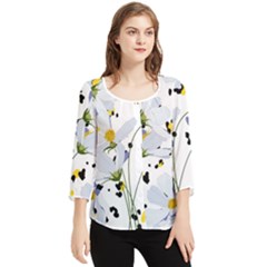 Tree Poppies  Chiffon Quarter Sleeve Blouse by Sobalvarro