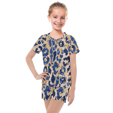 Leopard Skin  Kids  Mesh Tee And Shorts Set by Sobalvarro