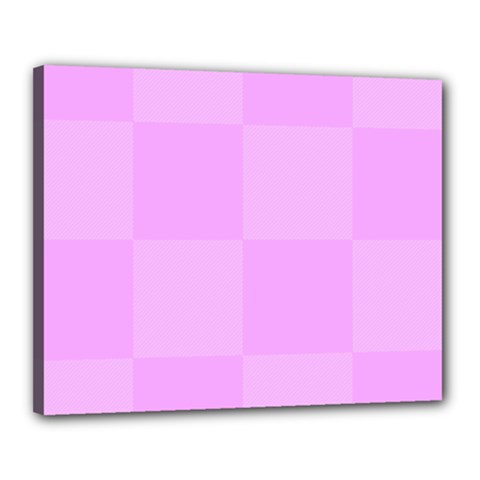 Pink Gingham Check Squares Canvas 20  X 16  (stretched) by yoursparklingshop