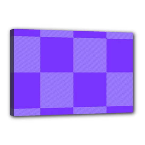 Purple Gingham Check Squares Pattern Canvas 18  X 12  (stretched) by yoursparklingshop