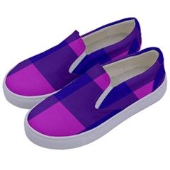 Blue And Pink Buffalo Plaid Check Squares Pattern Kids  Canvas Slip Ons by yoursparklingshop