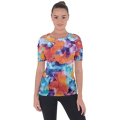 My Artwork Falling Leaves  Shoulder Cut Out Short Sleeve Top by RLProject