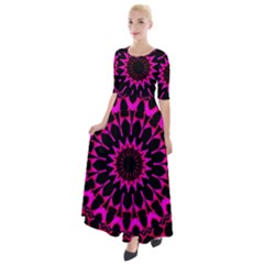 Digital Handdraw Floral Half Sleeves Maxi Dress by Sparkle