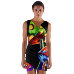 Mushroom Painting  Wrap Front Bodycon Dress by AstralArtistV