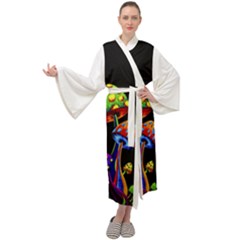 Mushroom Painting  Maxi Velour Kimono by AstralArtistV