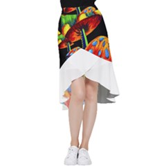 Mushroom Painting  Frill Hi Low Chiffon Skirt by AstralArtistV