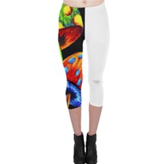 Mushroom Painting  Capri Leggings  by AstralArtistV