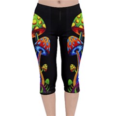 Mushroom Painting Velvet Capri Leggings  by AstralArtistV