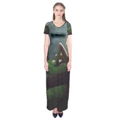 Wooden Child Resting On A Tree From Fonebook Short Sleeve Maxi Dress by 2853937