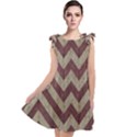 Vintage Grunge Geometric Chevron Pattern Tie Up Tunic Dress View1