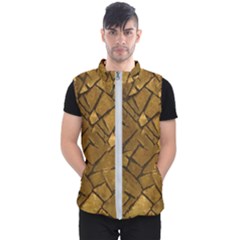 Golden Mosaic Texture Print Men s Puffer Vest by dflcprintsclothing