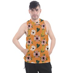 Flower Orange Pattern Floral Men s Sleeveless Hoodie by Dutashop