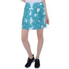 Blue Autumn Maple Leaves Collage, Graphic Design Tennis Skirt by picsaspassion