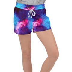 Colorful Pink And Blue Disco Smoke - Mist, Digital Art Velour Lounge Shorts by picsaspassion