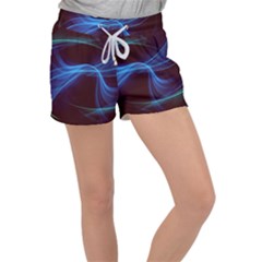 Light Waves In Blue And Green, Graphic Art Velour Lounge Shorts by picsaspassion