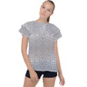 Modern Ornate Geometric Silver Pattern Ruffle Collar Chiffon Blouse View1