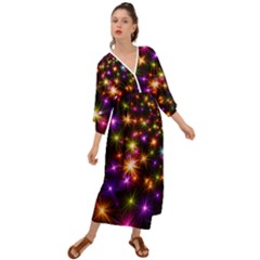 Star Colorful Christmas Abstract Grecian Style  Maxi Dress by Dutashop