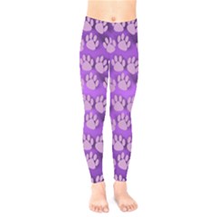 Pattern Texture Feet Dog Purple Kids  Leggings by Dutashop