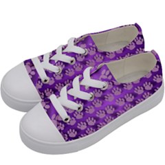 Pattern Texture Feet Dog Purple Kids  Low Top Canvas Sneakers by Dutashop