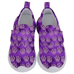 Pattern Texture Feet Dog Purple Kids  Velcro No Lace Shoes by Dutashop