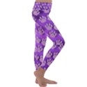 Pattern Texture Feet Dog Purple Kids  Lightweight Velour Classic Yoga Leggings View3