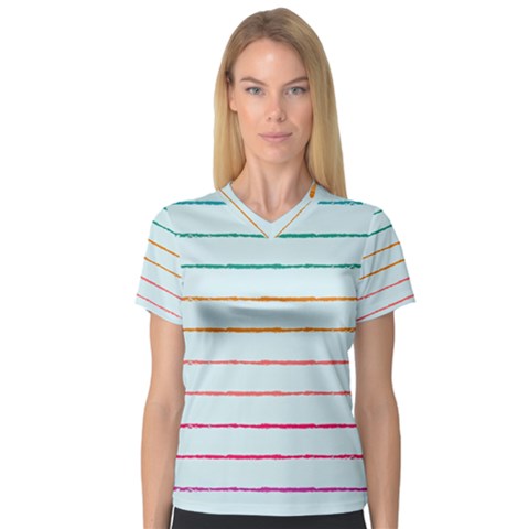 Crayon Background School Paper V-neck Sport Mesh Tee by Dutashop