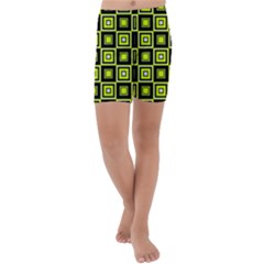 Green Pattern Square Squares Kids  Lightweight Velour Capri Yoga Leggings by Dutashop