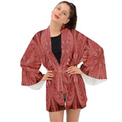 Background Floral Pattern Long Sleeve Kimono by Dutashop