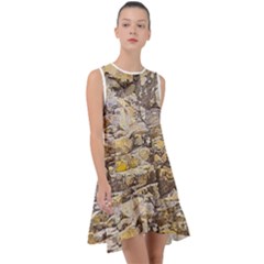 Rocky Texture Grunge Print Design Frill Swing Dress by dflcprintsclothing