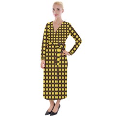 Yellow Pattern Green Velvet Maxi Wrap Dress by Dutashop