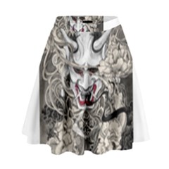 Samurai Oni Mask High Waist Skirt by Saga96