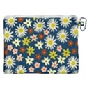 Floral abstract vector seamless pattern with chamomile and alpine flowers in minimalistic style. Hand-drawn botanical repeated background   Canvas Cosmetic Bag (XXL) View2