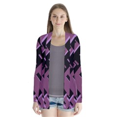 Dark Geometric Shapes Print Pattern Drape Collar Cardigan by dflcprintsclothing