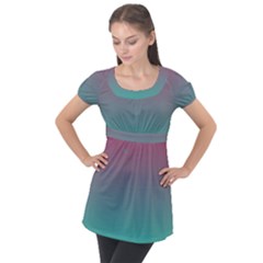 Teal Sangria Puff Sleeve Tunic Top by SpangleCustomWear