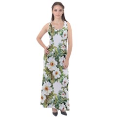 White Flowers Sleeveless Velour Maxi Dress by goljakoff