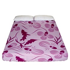 Dark Pink Flowers Fitted Sheet (california King Size) by Eskimos