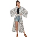 Dry Roots Texture Print Maxi Kimono View1