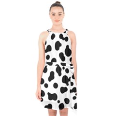 Spots Halter Collar Waist Tie Chiffon Dress by Sobalvarro