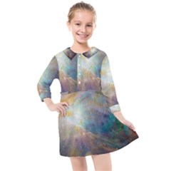 Colorful Galaxy Kids  Quarter Sleeve Shirt Dress by ExtraAwesomeSauce